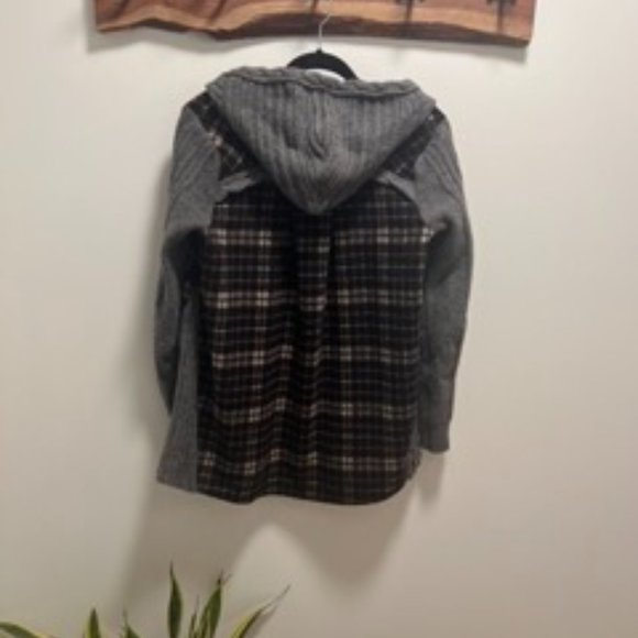 Anthropologie Moth Derry Plaid Sweater Zip Hoodie Size Medium - Picture 6 of 8